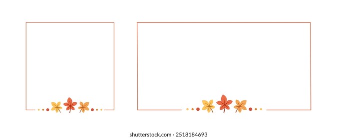 Autumn Leaves Frame Border Set. Promo poster, banner, flyer, invitation, website or greeting card outline template. Vector illustration