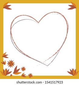 Autumn leaves frame. Autumn colors note paper design. Fall card template.