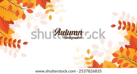 Autumn leaves frame. Fall background with colourful leaves. Autumn leaves border isolated on White background