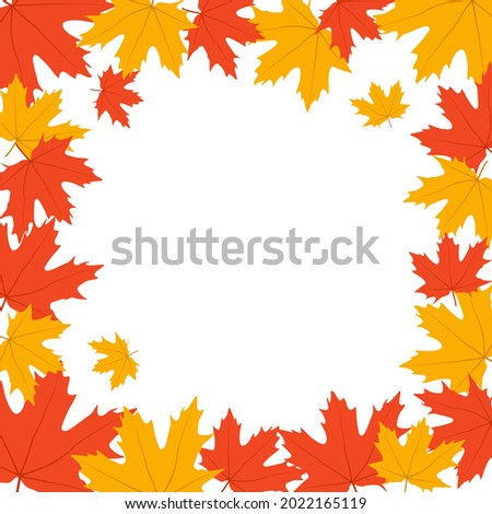 Autumn leaves. Frame with fall maple leaves on white background. Fall background. Vector illustration