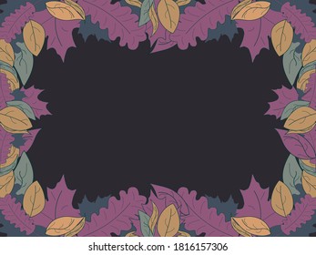El marco de las hojas de otoño. La caída sale de la frontera. Marco hecho de hojas de roble y arce. Diseñar una plantilla para invitaciones, folletos y tarjetas de felicitación. Ilustración del vector