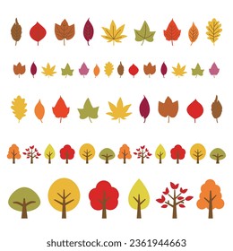 Autumn Leaves frame and icon set, isolated on white background. vector illustration.