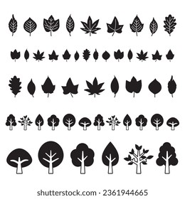 Autumn Leaves frame and icon set, isolated on white background. vector illustration.