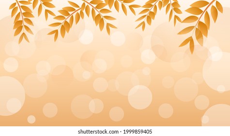 Autumn leaves frame isolated on orange with bokeh  background. illustration Vector EPS 10