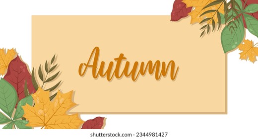 Autumn leaves frame with lettering. Vector llustration with place for text, photo. Thanksgiving Design element for invitation, card, web, background, social media, banners, flyers.