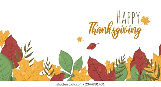 Autumn leaves frame on white background with lettering. Vector llustration with place for text, photo. Thanksgiving Design element for invitation, card, web, background, social media