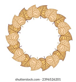 Autumn leaves frame on the white background. Vector illustration.