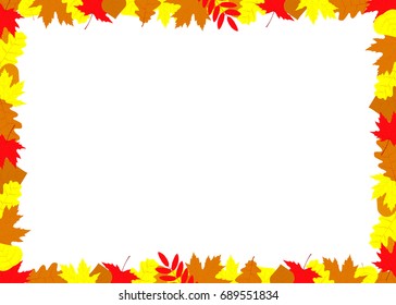 Autumn leaves frame on a white background. Vector illustration