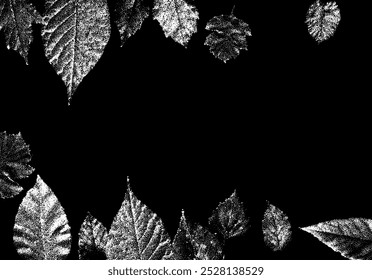 Autumn leaves frame in retro dotwork style. Border of fall leaves in vintage style.