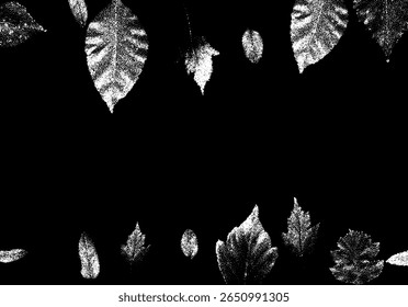 Der Herbst hinterlässt einen Rahmen im Retro-Dotwork-Stil. Herbstrand Blätter im Vintage-Stil.