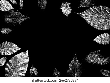 Autumn leaves frame in retro dotwork style. Border of fall leaves in vintage style.