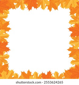 Autumn leaves frame. Seamless orange autumn falling leaves frame for shopping sale and social media promotion