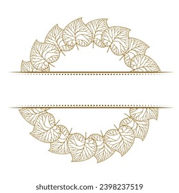 Autumn leaves frame split monogram on the white background. Vector illustration.