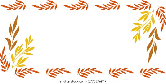 Autumn leaves frame template. Copy space. Vector illustration. Isolated on white background