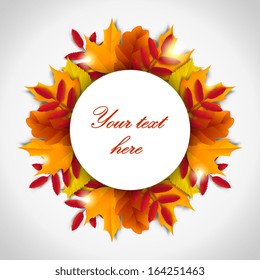 Autumn leaves frame template vector illustration