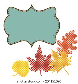 Autumn leaves with frame for text or photos, scrapbook background, vector format