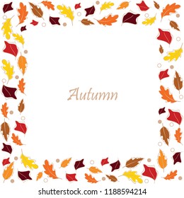 Autumn leaves frame vector background.