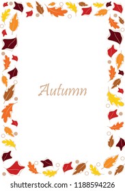 Autumn leaves frame vector background.