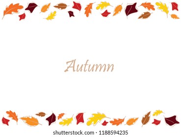 Autumn leaves frame vector background.