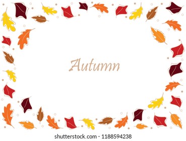 Autumn leaves frame vector background.