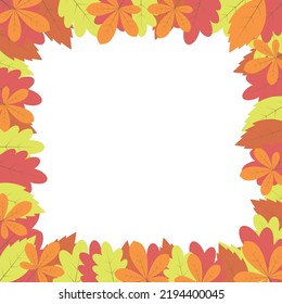 
Autumn leaves frame, vector. Frame with colorful autumn leaves on a white background.