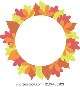 Autumn leaves frame, vector. Frame with colorful autumn leaves on a white background.