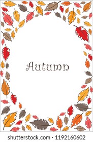 Autumn leaves frame vector for decoration.