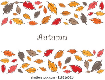 Autumn leaves frame vector for decoration.