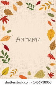 Autumn leaves frame vector for decoration on seasoning of autumn festival.