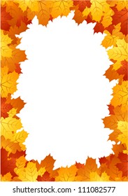 Autumn leaves frame. Vector illustration.