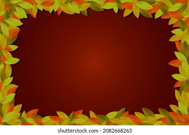 El otoño deja la ilustración del vector del marco con fondo oscuro.