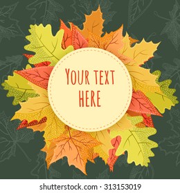 Autumn leaves frame. Vector illustration.