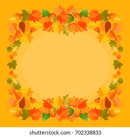 Autumn leaves, frame with leaves vector illustration