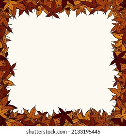 autumn leaves frame. vector isolated on background. easy editable.
