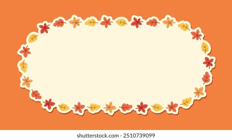 Autumn leaves frame. Wreath of fall leaves, Halloween, Thanksgiving border template. Vector illustration.