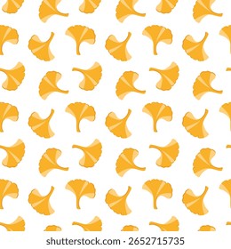 Folhas de outono de ouro ginkgo biloba folha ilustração outono temporada isolado vetor de fundo sem costura
