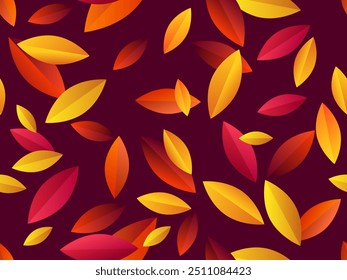 Autumn leaves with gradient colors. Beautiful autumn background with leaves. November leaf fall of orange-red leaves. Design for wallpapers, banners, covers and banners. Vector illustration