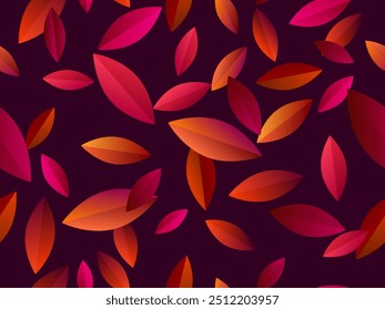 Autumn leaves with gradient colors. Beautiful autumn background with leaves. November leaf fall of orange-red leaves. Design for wallpapers, banners, covers and banners. Vector illustration