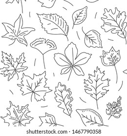 autumn leaves hand drawn pattern