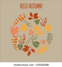 Autumn leaves, hand drawn, vector background
