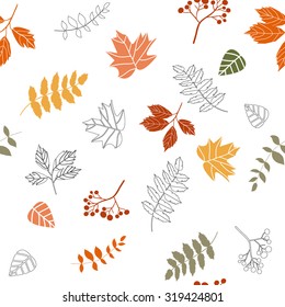 Autumn leaves, hand drawn, vector background
