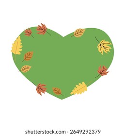autumn leaves and heart, vector illustration
