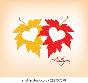 autumn leaves with hearts