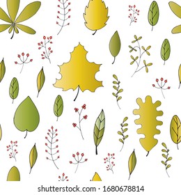 Herbstblätter und Kräuter nahtlos