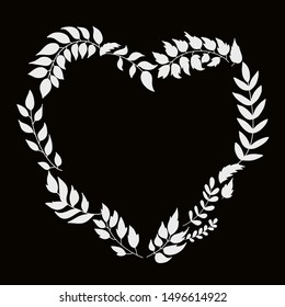 Autumn leaves hert shape. Hand drawn vector illustration.