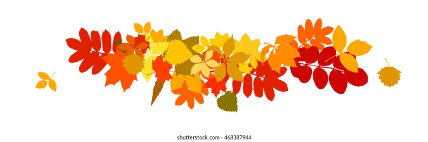 autumn leaves horizontal line. Vector