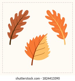 Autumn leaves icon cartoon. Oak and birch leaves. Vector EPS10 illustration isolated on white background.