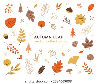 Autumn leaves icon collection. Flat and colorful design.