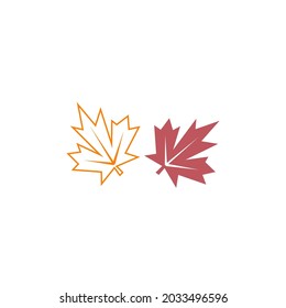 Autumn leaves icon flat design template vector
