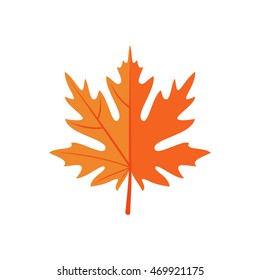 Autumn Leaves icon in flat style isolated on white background. Maple leaf. Vector illustration